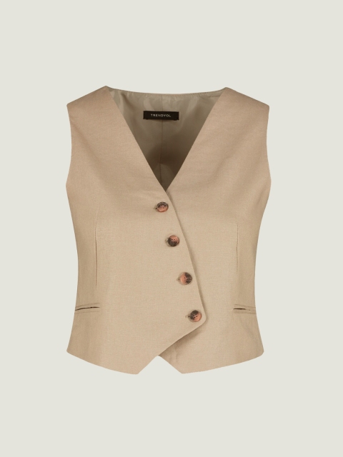 Trendyol V-Neck Crop Pure Cotton Tailored Jacket - Image 7