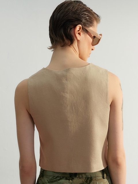 Trendyol V-Neck Crop Pure Cotton Tailored Jacket - Image 5