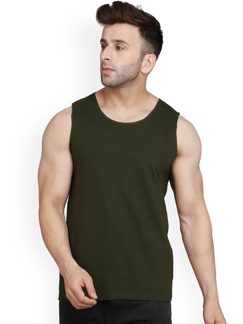 SLOWLORIS Scoop Neck Gym Innerwear VestsSL26 PLAIN OLIVE