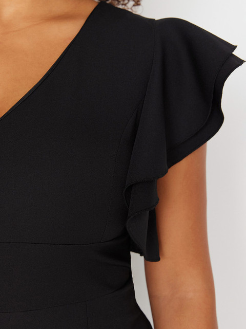 Trendyol Plus Size V-Neck Flutter Sleeve Sheath Party Dress - Image 2