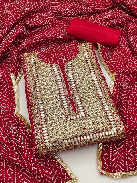 KALINI Badhani Printed Chanderi Silk Unstitched Dress Material