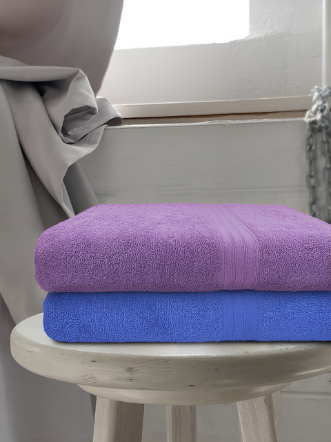 Aura Blue & Purple 2 Pieces Terry Cotton 500 GSM Towel Set - Image 2