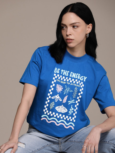 The Roadster Life Co. Printed Drop-Shoulder Sleeves Relaxed Fit T-shirt