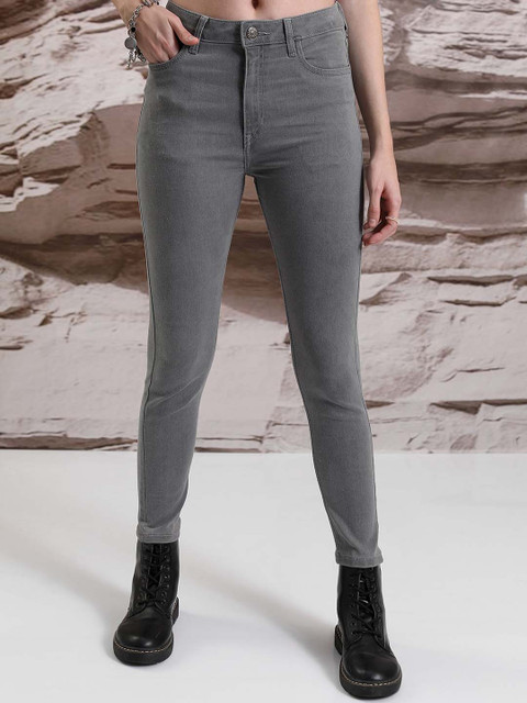 Basics By Tokyo Talkies Women Grey Skinny Fit Stretchable Jeans