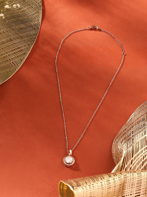 AMI Rose Gold-Plated Cubic Zirconia Pendant With Chain