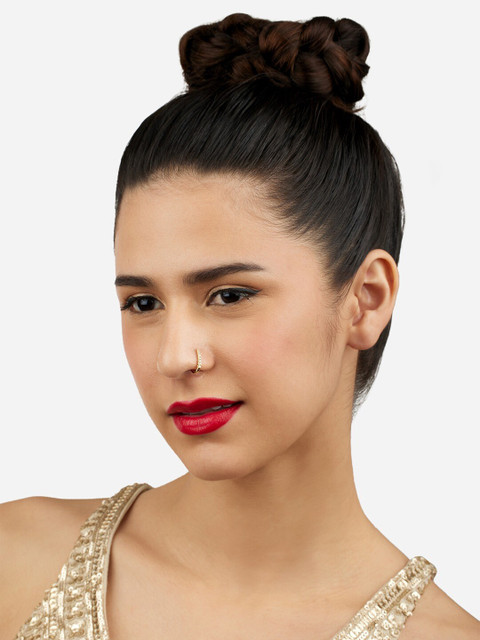 AMI Gold-Plated Cubic Zirconia-Studded Clip On Contemporary Nosepin - Image 4