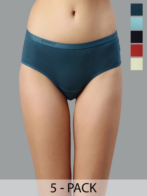 Enamor Pack Of 5 Assorted Anti-Microbial Hipster Briefs