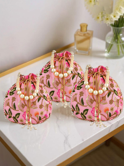 Kuber Industries Set Of 3 Embellished Potli Clutch