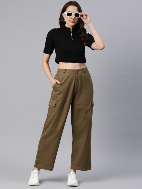 Popnetic Flat-Front High-Rise Pure Cotton Cargos - Image 4