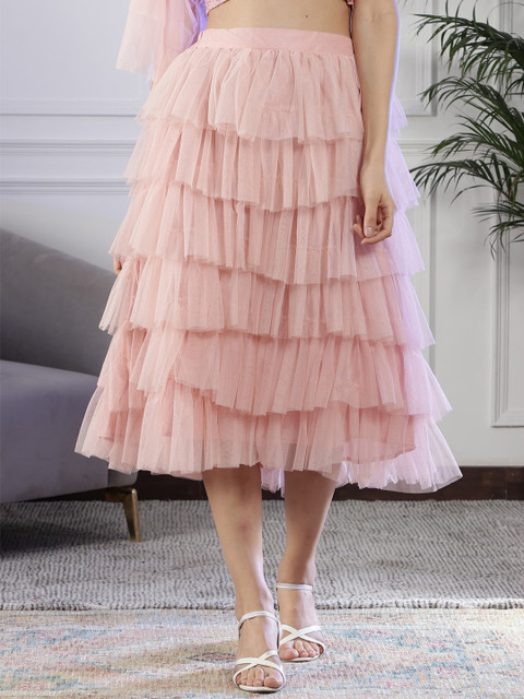 NEUDIS Flared Tiered Midi Skirt