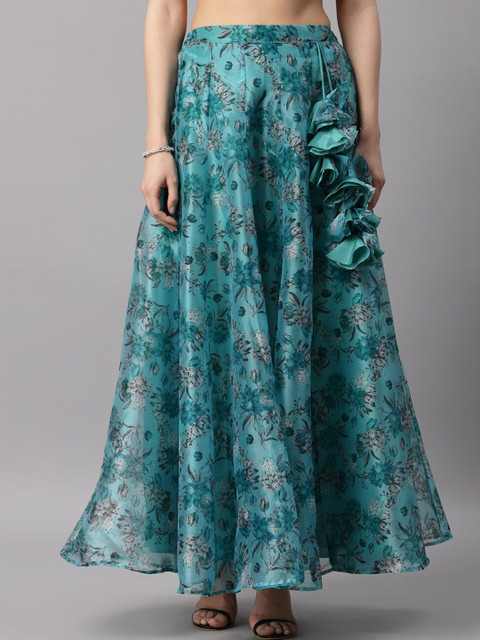 NEUDIS Floral Printed Flared Maxi Skirt