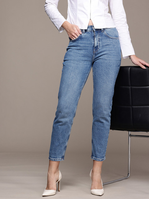 MANGO Women High-Rise New Mom Fit Heavy Fade Stretchable Jeans