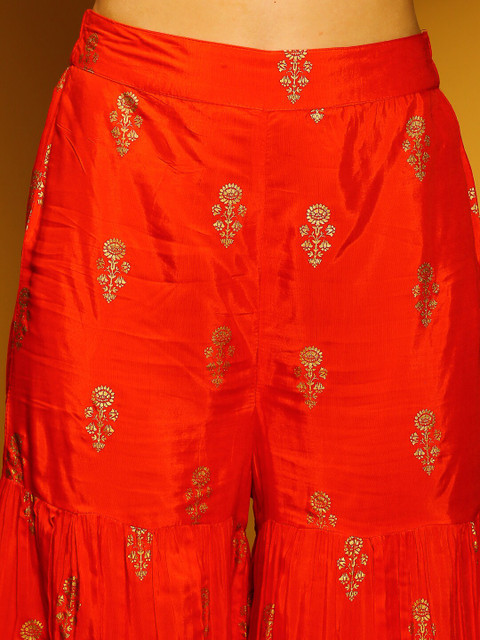 Sera Women Ethnic Motifs Printed Shoulder Straps Fitted Crop Top With Sharara - Image 3