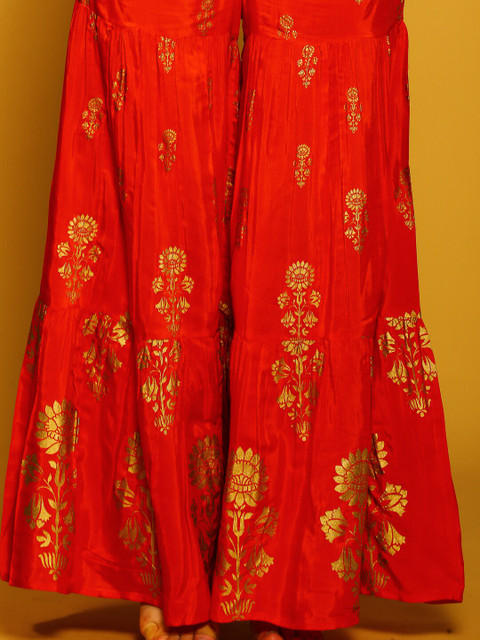 Sera Women Ethnic Motifs Printed Shoulder Straps Fitted Crop Top With Sharara - Image 7