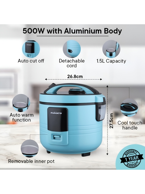 The Better Home Blue & Black Aluminium Electric Rice Cooker - Image 2