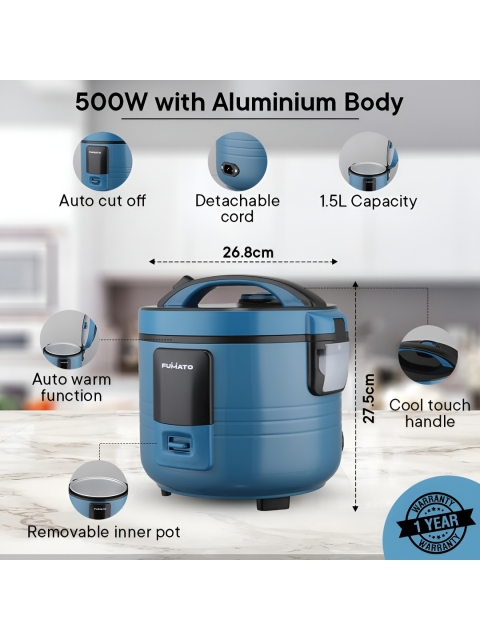 The Better Home Blue Aluminium 500 W Electric Pressure Cookers 1.5 L - Image 2