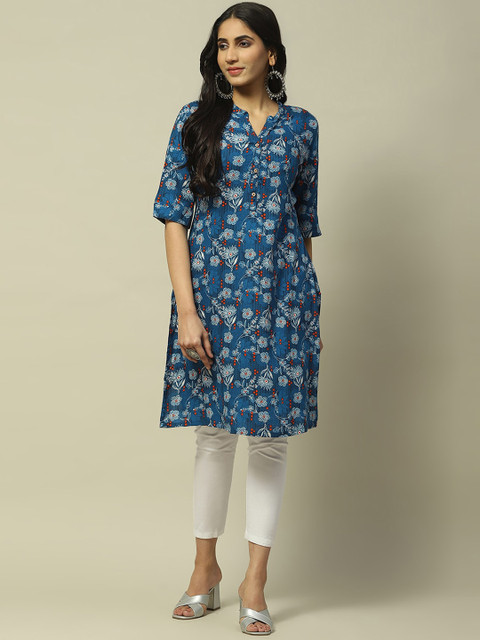 Rangriti Floral Printed Strigth Kurta
