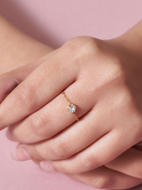 SALTY Women Champagne 14k Gold Plated Finger Chain