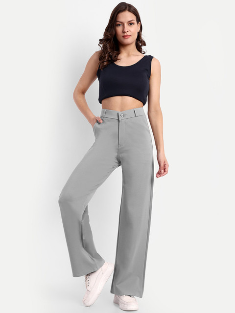 BROADSTAR Women Smart Loose Fit High Rise Stretchable Easy Wash Trousers
