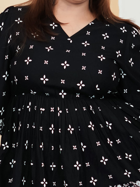 Buy DEEBACO Plus Size Ethnic Motif Printed V Neck Co Ord Set - - Apparel for Women - Image 3