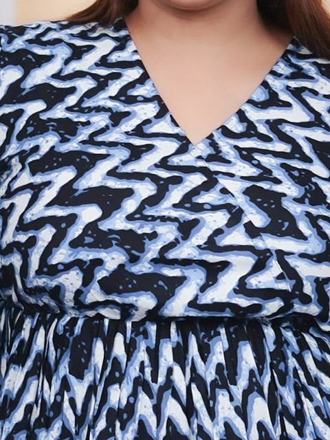 Vibes by Deebaco Plus Size Printed Pure Cotton V-Neck Tunic & Trousers Ethnic Co-Ords - Image 2