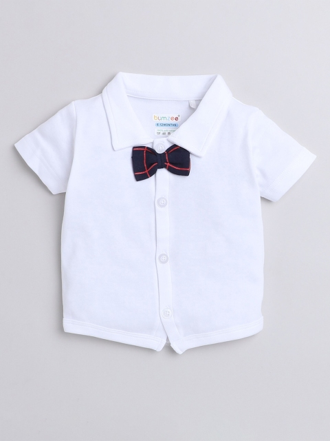 BUMZEE Boys Checked Pure Cotton Shirt & Shorts With Bow Suspender & Cap - Image 2