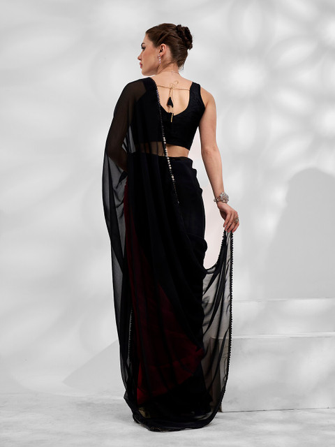 Kalista Colourblocked Pure Georgette Saree - Image 3