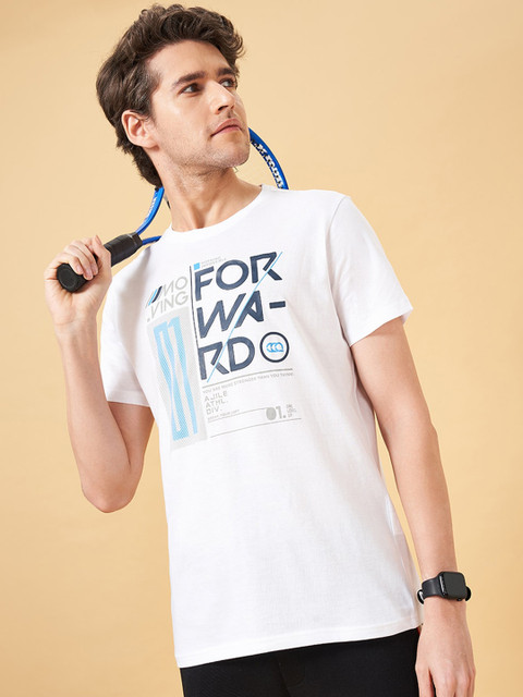 Ajile by Pantaloons Typography Printed Slim Fit Pure Cotton T-shirt