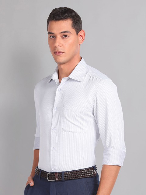 AD By Arvind Vertical Stripe Twill Formal Shirt - Image 3