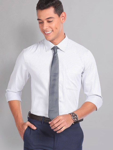 AD By Arvind Vertical Stripe Twill Formal Shirt - Image 6