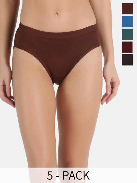 Dollar Lehar Super Combed Cotton Women Solid Hipster Panty - Pack of 5 - Assorted