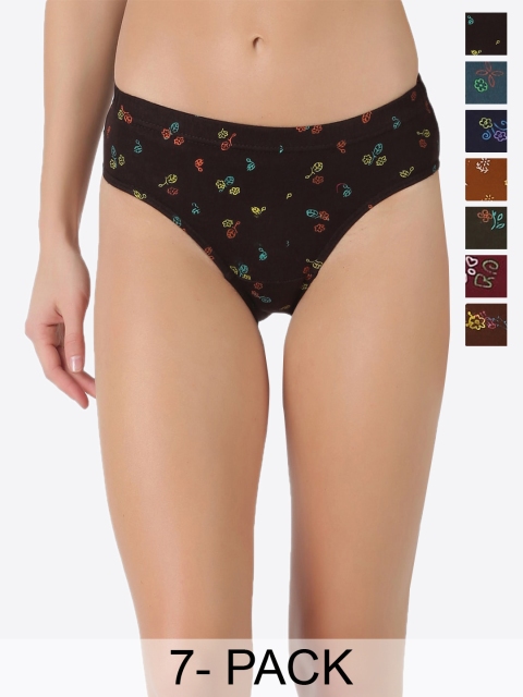 Dollar Lehar Super Combed Cotton Women Printed Hipster Panty - Pack of 7 - Assorted