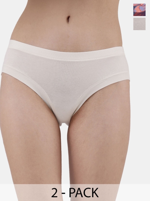 Soie Pack Of 2 Printed Mid-Rise Hipster Briefs 2CK-33PACK 1