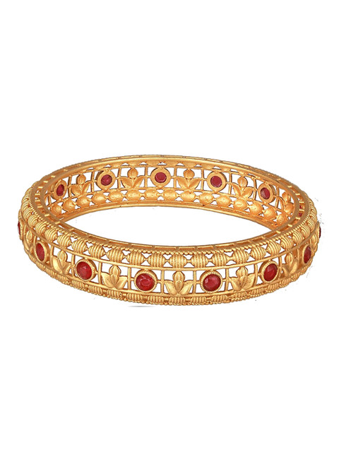 Jazz and Sizzle Set Of 2 Gold-Plated Stone-Studded Bangles - Image 3