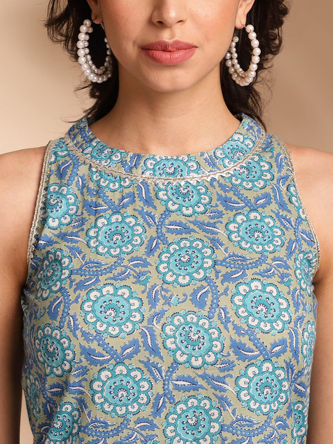 Anouk Ethnic Motifs Printed Regular Gotta Patti Cotton Republic Day Kurta With Trousers & Dupatta - Image 2