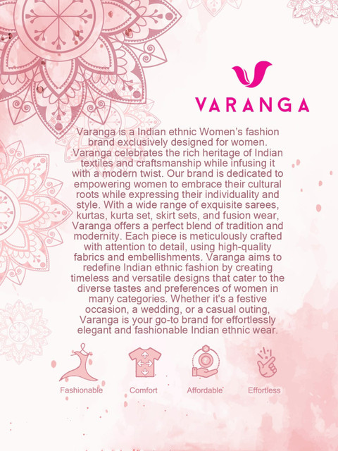 Varanga Floral Printed V- Neck Thread work Straight Kurta - Image 7