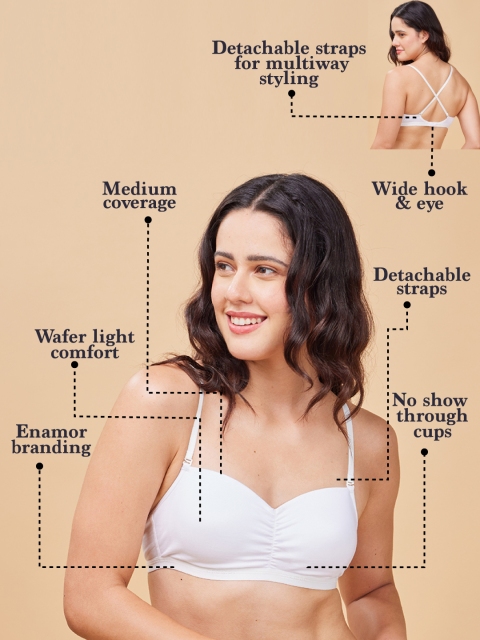 Enamor Padded Non Wired Medium Coverage Seamless Cups & Removable Straps T-Shirt Bra - Image 2