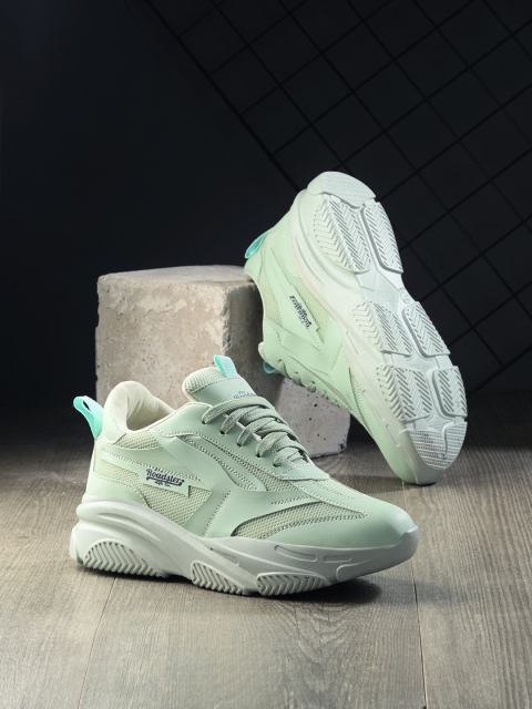 The Roadster Lifestyle Co. Women Green Textured Mid Top Mesh Sneakers
