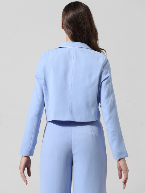 ONLY Notched Lapel Collar Double Breasted Tailored Fit Crop Casual Blazers - Image 7