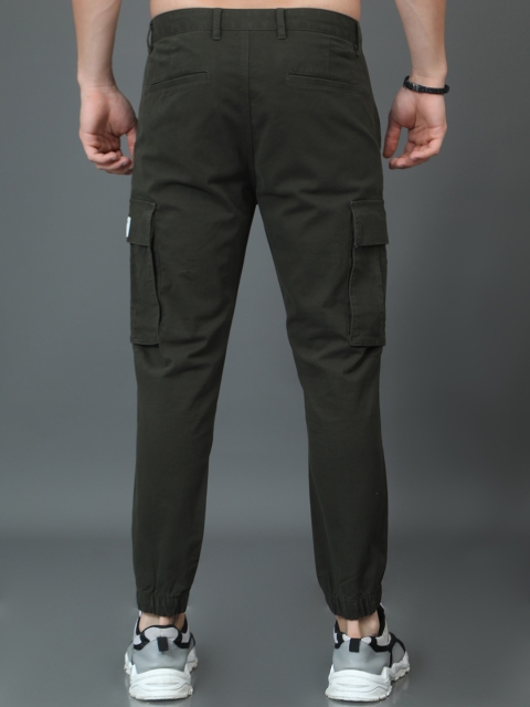 HERE&NOW Men Mid-Rise Cotton Plain Slim Fit Cargos Trousers - Image 4