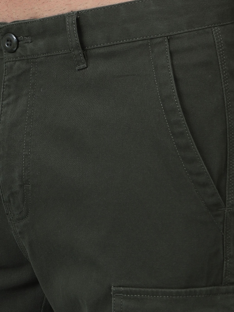 HERE&NOW Men Mid-Rise Cotton Plain Slim Fit Cargos Trousers - Image 6