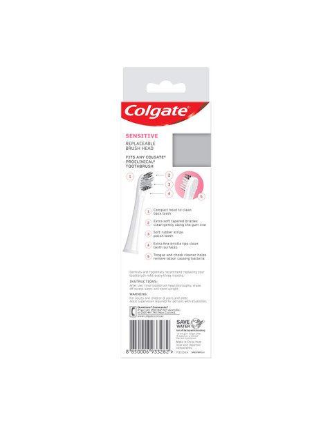 Colgate ProClinical Sensitive Sonic Electric Toothbrush Replacement Heads - 4 Pcs - White - Image 2