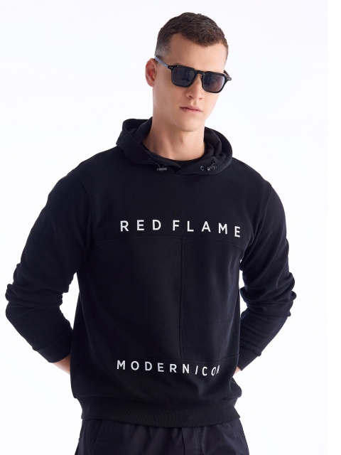 Red Flame Men Printed Hooded Sweatshirt - Image 4