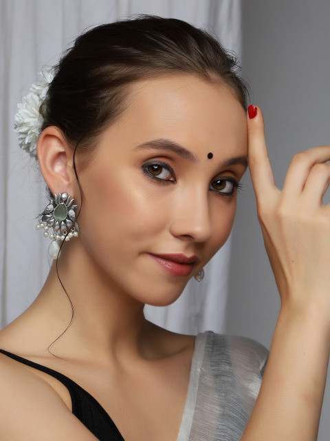 Buy VENI 92.5 Silver Plated Oxidised Contemporary Drop Earrings - - Accessories for Women - Image 6