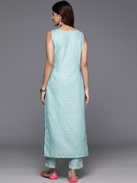 Ahalyaa Floral Printed Panelled Gotta Patti Kurta with Trousers - Image 6