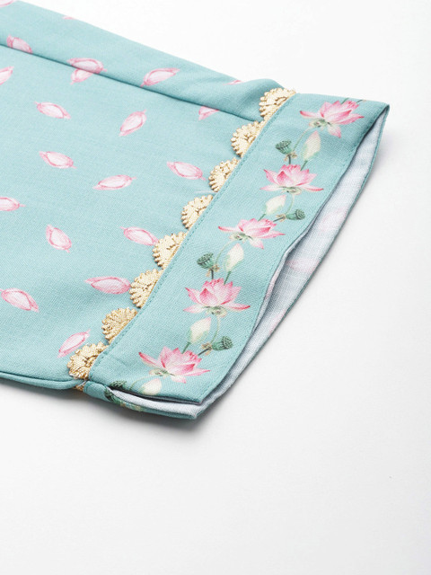 Ahalyaa Floral Printed Panelled Gotta Patti Kurta with Trousers - Image 8