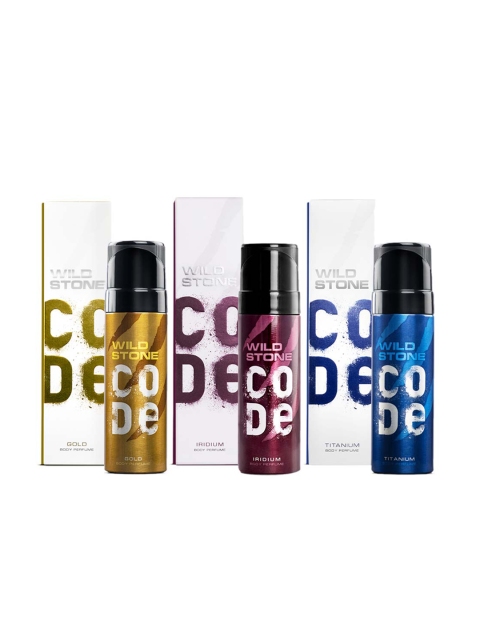 Wild stone Men Set of 3 Code Long Lasting Body Deodorant 150ml each- Gold+Titanium+Iridium