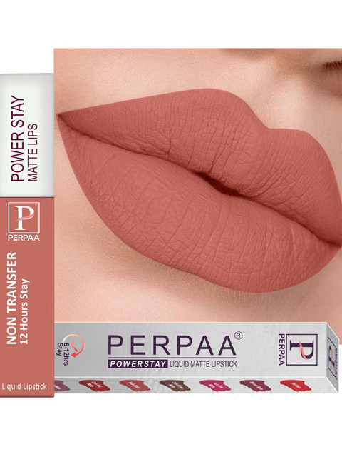 PERPAA Power Stay Non Transfer 12 Hours Stay Matte Liquid Lipstick 5 ml - Nude 21