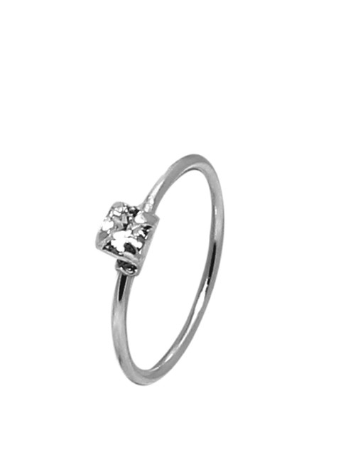 Abhooshan 92.5 Sterling Silver Cubic Zirconia Studded Ring Nosepin