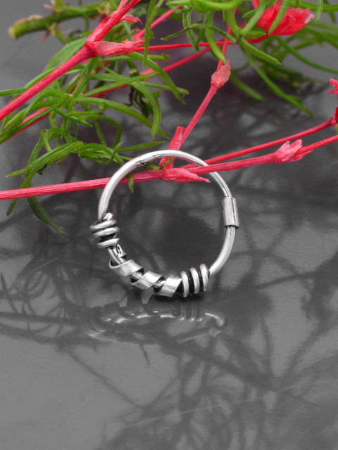 Abhooshan 92.5 Sterling Silver Oxidized Ring Nosepin